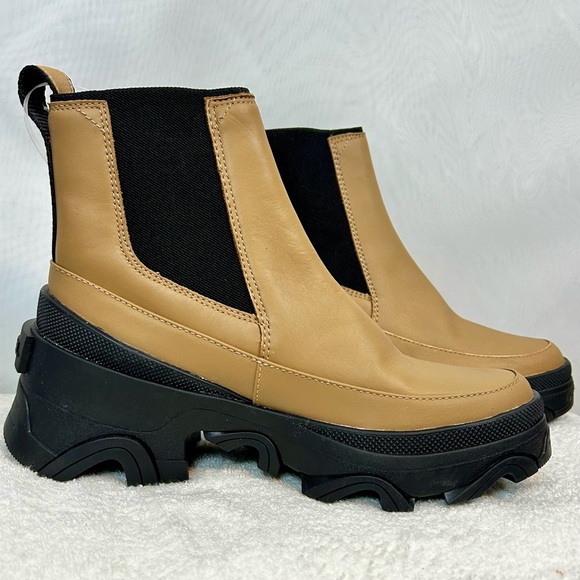 NEW SOREL Woman's Brex Waterproof Chelsea Boot Tan and BLACK, Size 6.5 - Picture 2 of 14